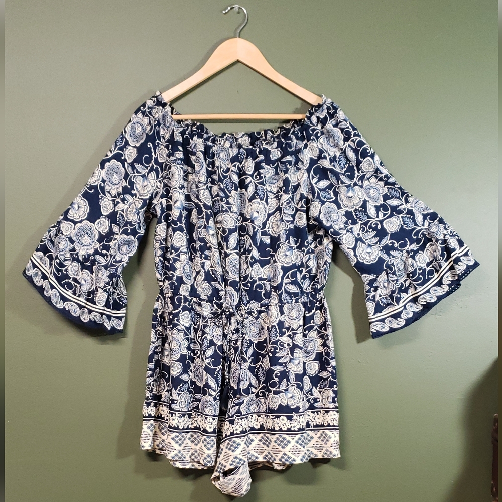 Angie Women’s Off-Shoulder Bell Sleeve Romper – Boho Chic & Comfortable